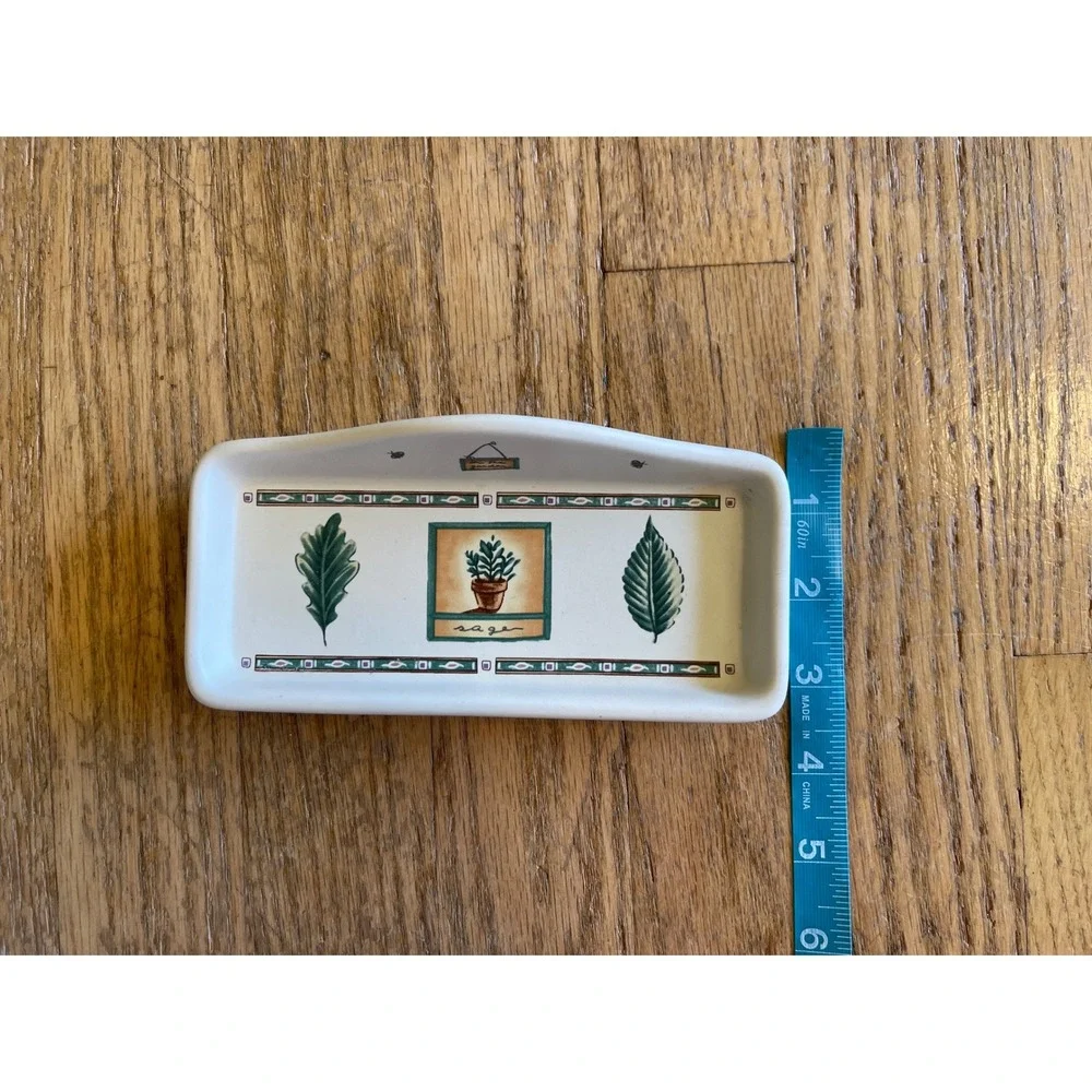 Rare Pfaltzgraff‎ Eye Where Sage Garden Ceramic Eyeglass Holder Tray Botanical